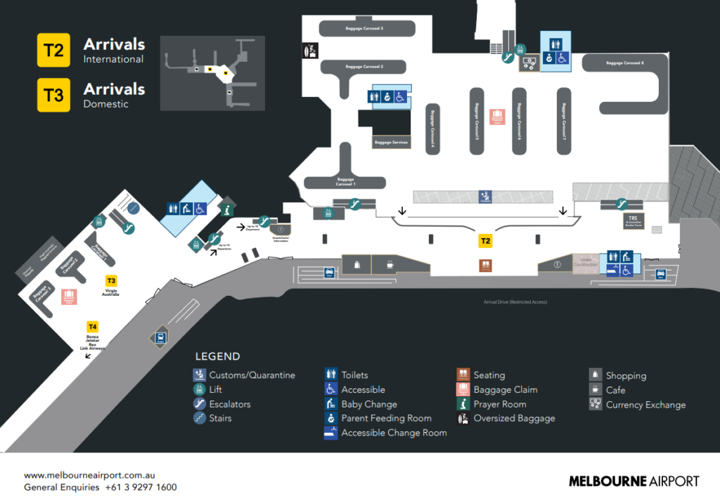 Melbourne Airport Domestic Terminal T2 and T3 arrivals