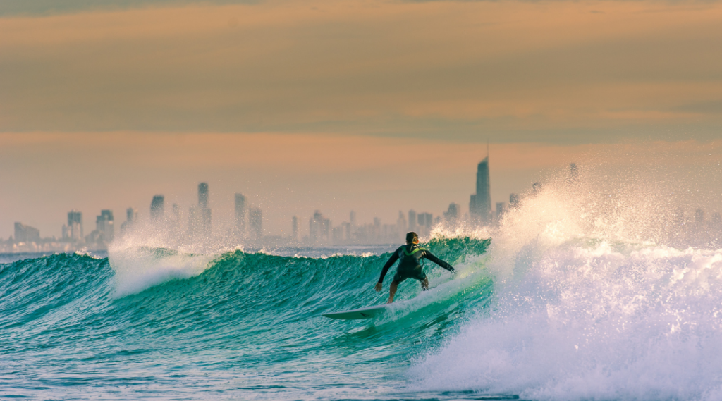 surfing in Gold Coast