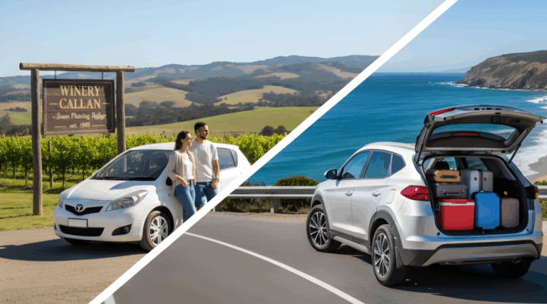Comparing a car hired for a day trip versus a multi-day car rental for holidays.
