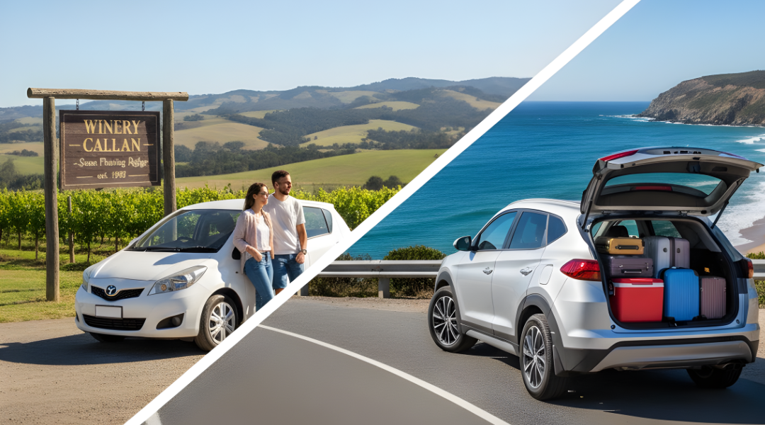 Comparing a car hired for a day trip versus a multi-day car rental for holidays.